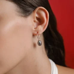 Majorica Pendientes Tender Plata Perla Barroca Gris 8Mm| Pendientes De Perlas Largos