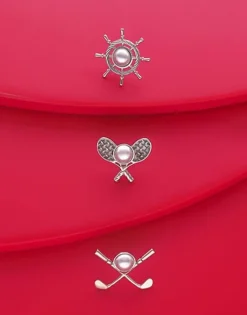 Majorica Pin Le Club Nautico Acero Y Media Perla Blanca| Pines Hombre