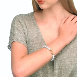 Majorica Pulsera Agora Dorada Con Perlas Barrocas Blancas| Pulseras Doradas