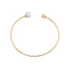 Majorica Pulsera Aura Dorada Grande Perla Blanca| Brazaletes Rígidos