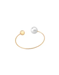 Majorica Pulsera Aura Grande Dorada Con Perla 14Mm| Brazaletes Rígidos