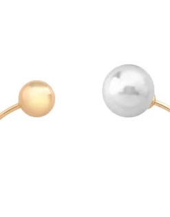 Majorica Pulsera Aura Grande Dorada Con Perla 14Mm| Brazaletes Rígidos