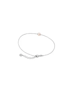 Majorica Pulsera Cies En Plata Con Perla Rosa| Pulseras Encadenadas