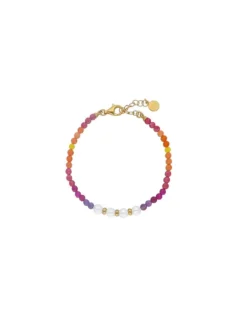 Majorica Pulsera Color Pop Sunset Piedras Degrade Y Perlas Blancas| Pulseras Doradas