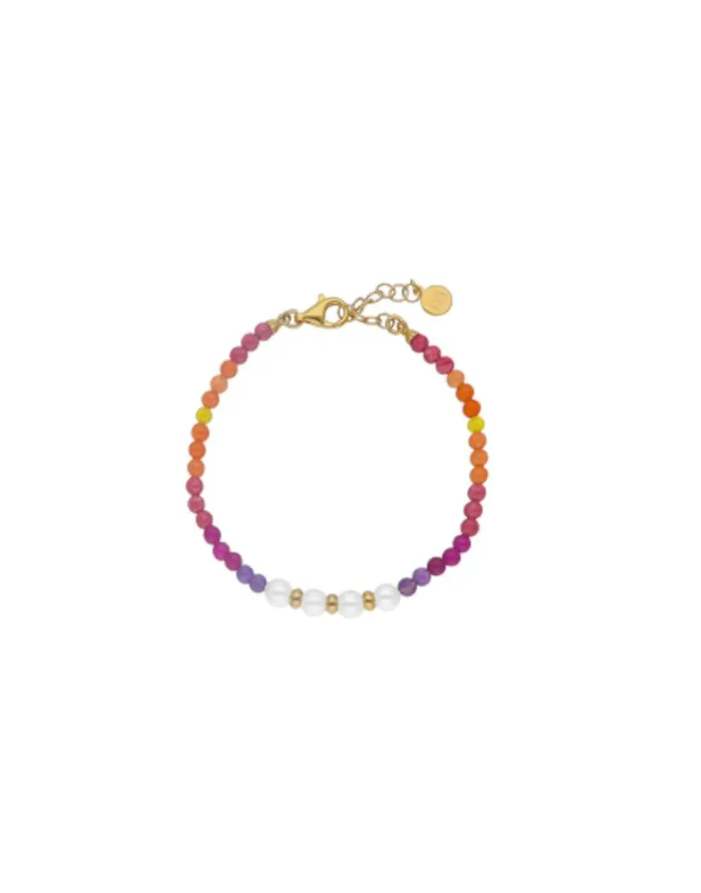 Majorica Pulsera Color Pop Sunset Piedras Degrade Y Perlas Blancas| Pulseras Doradas