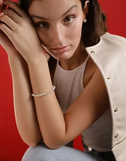 Majorica Pulsera De Perlas Ballet Plata 4Mm| Pulseras Para Novias