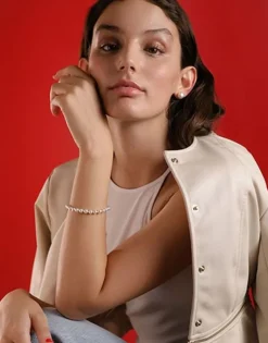 Majorica Pulsera De Perlas Ballet Plata 4Mm| Pulseras Para Novias