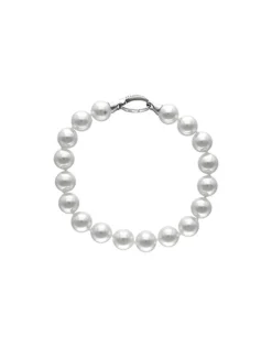 Majorica Pulsera De Perlas Blancas Plata Lyra 10Mm| Pulseras Plata