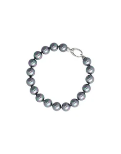 Majorica Pulsera De Perlas Grises Lyra 10Mm| Pulseras Plata