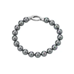 Majorica Pulsera De Perlas Grises Lyra 10Mm| Pulseras Plata