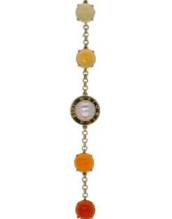 Majorica Pulsera Dorada Algaida Geometrica Con Cristales De Murano Ambar| Pulseras Encadenadas