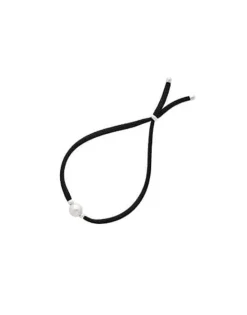 Majorica Pulsera Elastica Ajustable Sifnos Negra Con Perla| Pulseras Elásticas