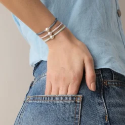 Majorica Pulsera Elastica Ajustable Sifnos Azul Con Perla| Pulseras Elásticas