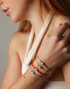 Majorica Pulsera Elastica Sifnos Azul Bebé Con Perla| Pulseras Elásticas