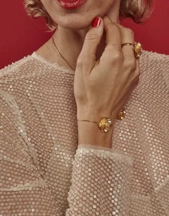 Majorica Pulsera Encadenada Clavelina Ajustable Con Perla Blanca| Pulseras Encadenadas