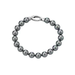 Majorica Pulsera Lyra Perla Gris 8Mm Plata Cierre Mosqueton| Pulseras Plata