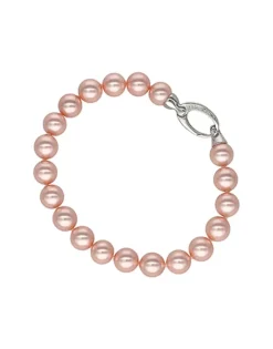 Majorica Pulsera Lyra Perla Rosa 8Mm Plata Cierre Mosqueton| Pulseras Plata