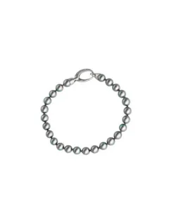 Majorica Pulsera Lyra Plata Con Perlas Grises 6Mm| Pulseras Plata