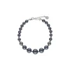 Majorica Pulsera Lyra Plata Con Perlas Grises 6/10Mm| Pulseras Plata