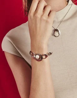 Majorica Pulsera Petra En Acero Y Con Perla Blanca| Pulseras Encadenadas