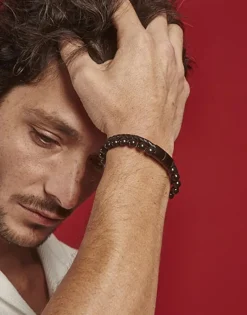 Majorica Pulsera Sailor De Cuero Y Perlas Negras 21Cm| Pulseras Encadenadas