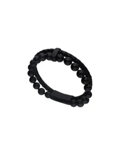 Majorica Pulsera Sailor De Cuero Y Perlas Negras 21Cm| Pulseras Encadenadas