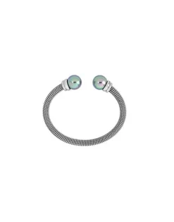 Majorica Pulsera Tender Perla Gris| Brazaletes Rígidos
