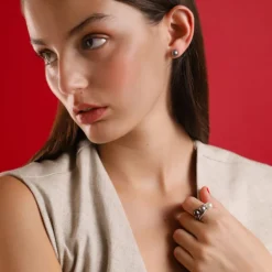 Majorica Set De Pendientes De Perlas Lyra 8 Mm Rose, Gris, Nuage| Pendientes De Botón