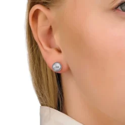 Majorica Set De Pendientes De Perlas Lyra 8 Mm Rose, Gris, Nuage| Pendientes De Botón