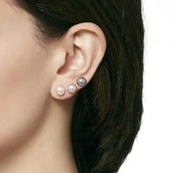 Majorica Set De Pendientes De Perlas Lyra 8 Mm Rose, Gris, Nuage| Pendientes De Botón